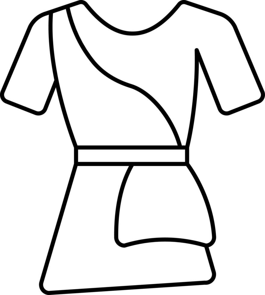 Isolated Toga Dress Icon In Black Line Art. vector