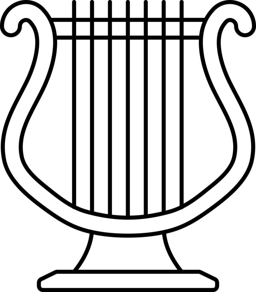 Lyre Icon In Black Line Art. vector