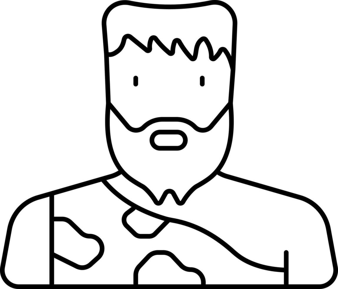 Caveman Cartoon Icon In Black Line Art. vector