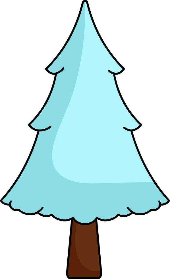Blue Christmas Tree Icon In Flat Style. vector