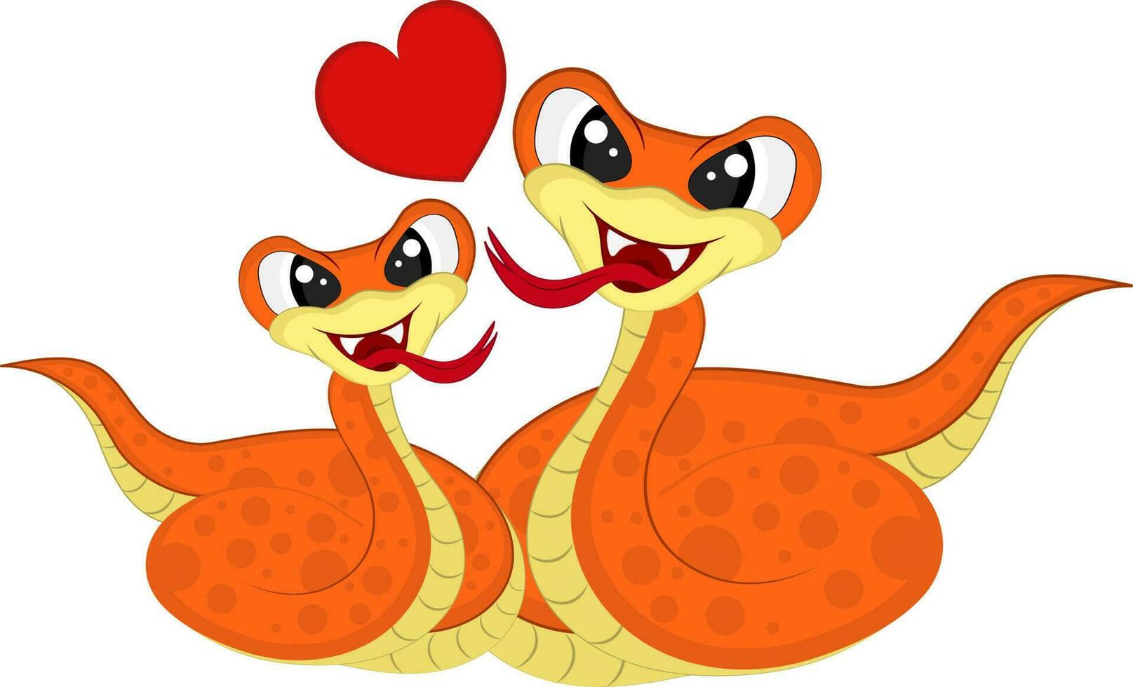 amoroso serpiente Pareja dibujos animados con corazón terminado blanco antecedentes. vector