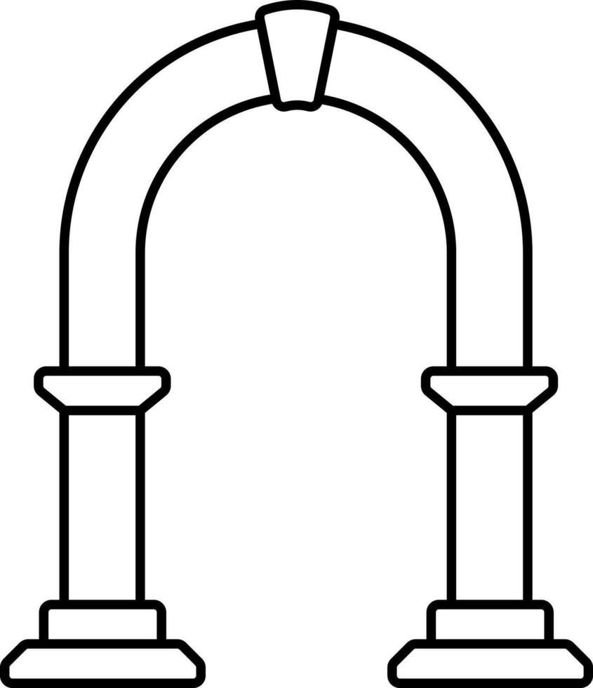 Archway Frame Icon In Black Line Art. vector