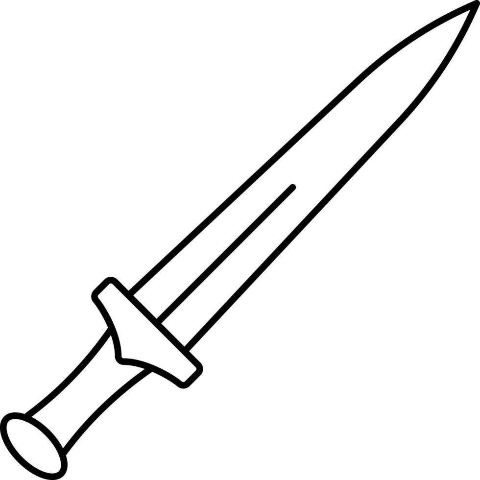 Isolated Dagger Icon In Black Line Art. vector