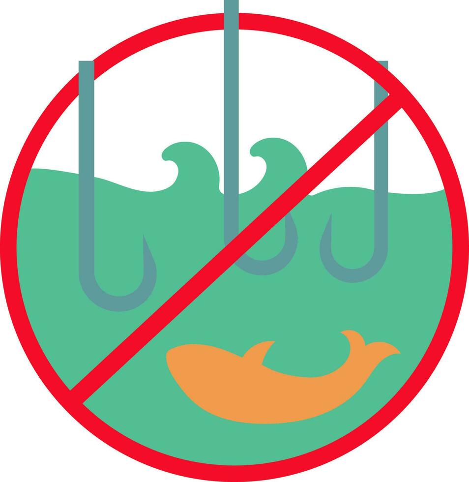 vistoso pescar prohibición icono o símbolo vector