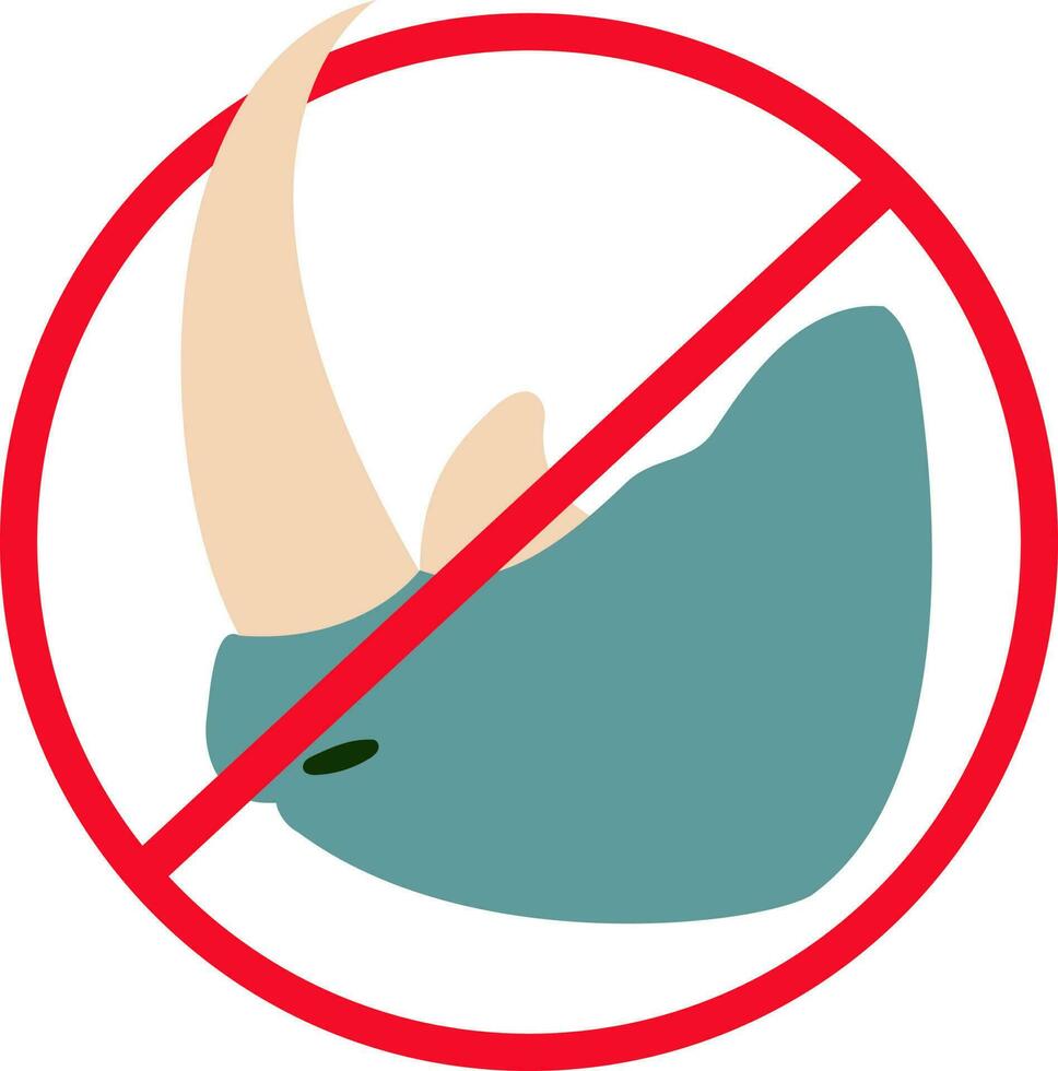 Ban To Hunting Rhinoceros Flat Icon Or Symbol. vector
