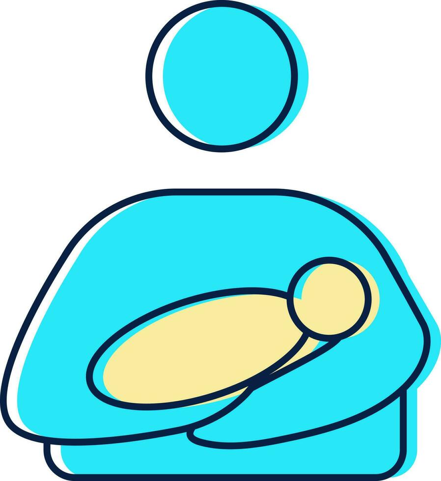 Turquoise And Yellow Mother Icon Or Symbol. vector