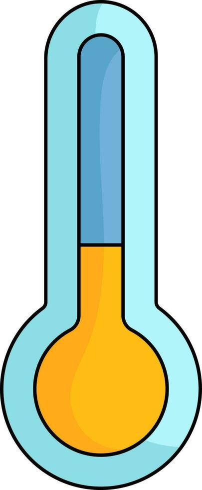 Flat Style Low Temperature Thermometer Yellow And Blue Icon. vector