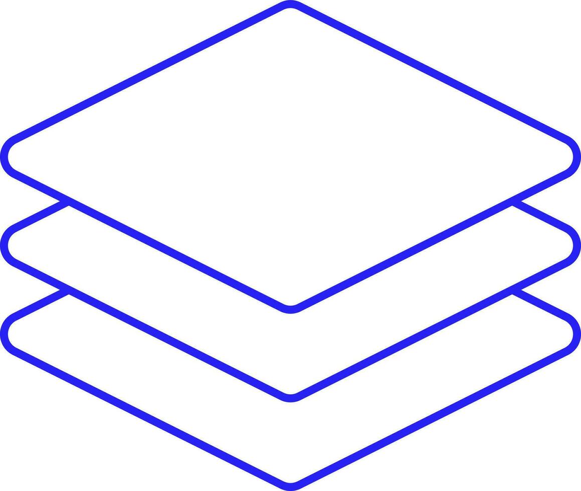 Blue Outline Illustration Of Layers Icon. vector