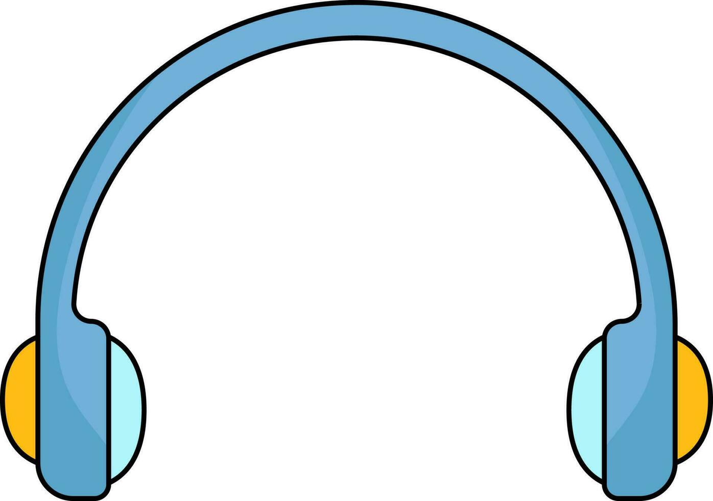 Flat Headphone Icon In Blue And Yellow Color. vector