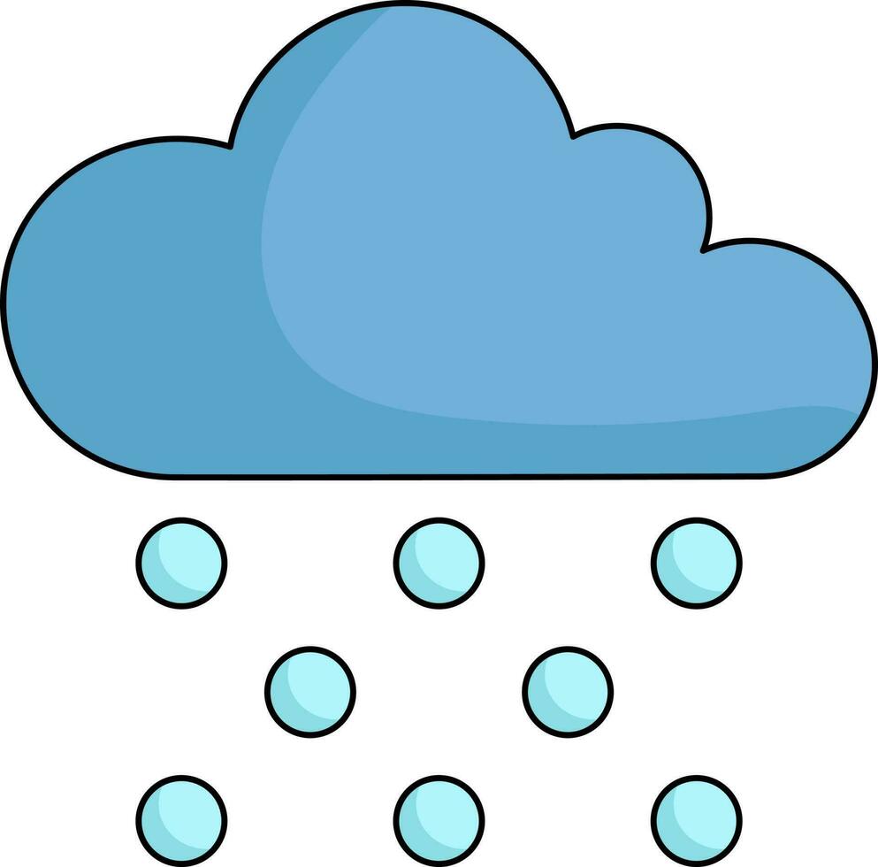 Flat Snow Or Ice Fall Cloud Icon In Blue Color. vector