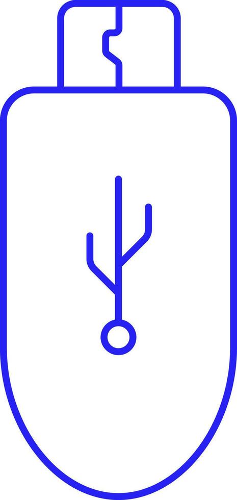 Blue Line Art Illustration Of Flash Drive Icon. vector