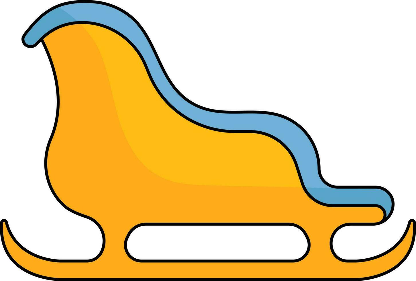 Flat Style Sleigh Icon In Yellow And Blue Color. vector