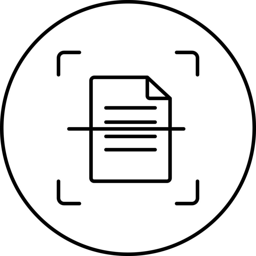 Black Linear Style Scan Document On Circle Icon. vector