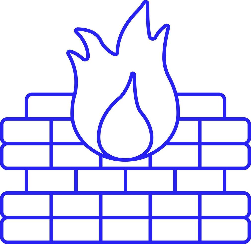 Blue Thin Line Art Firewall Icon. vector