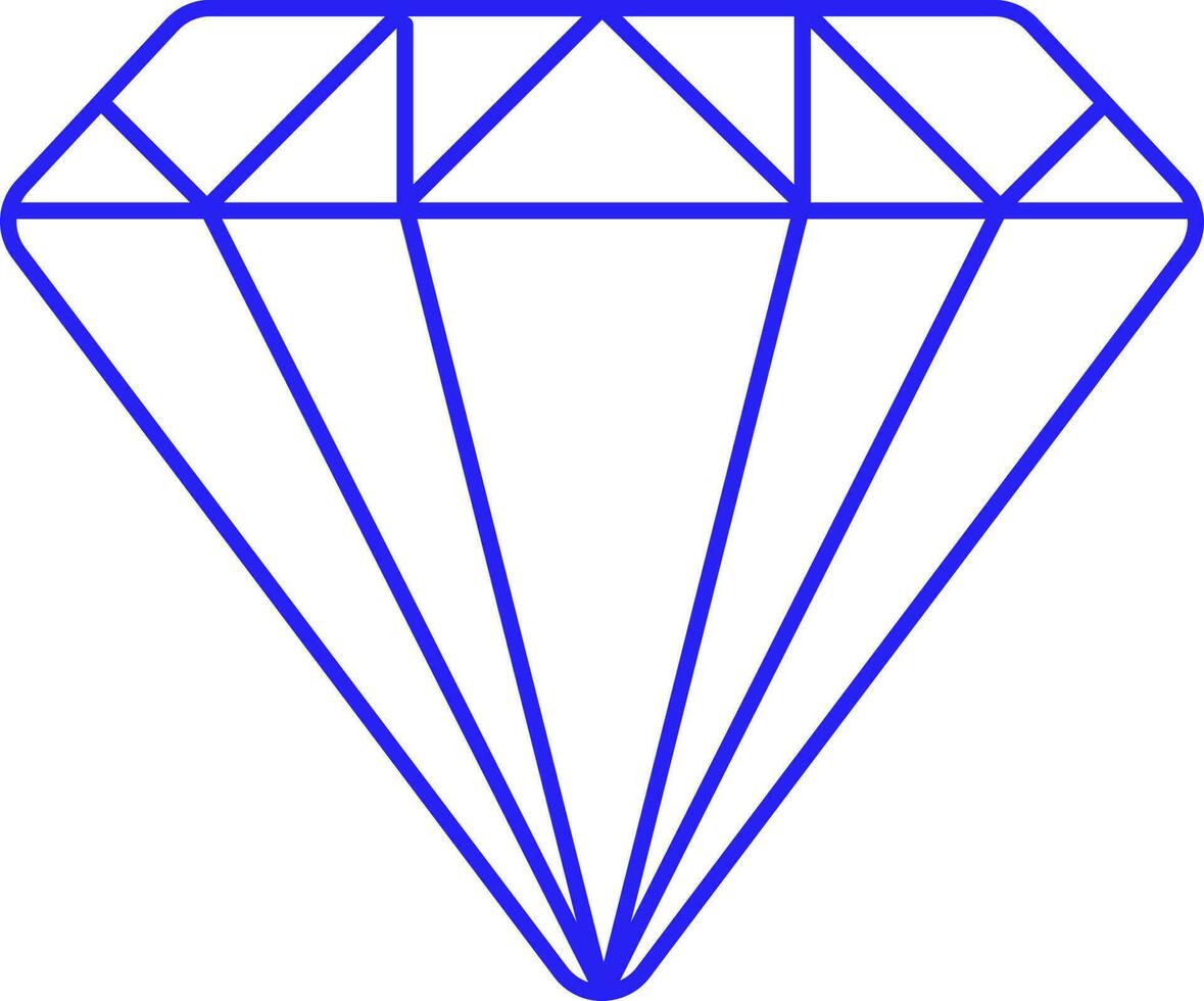 Blue Outline Illustration Of Diamond Icon. vector