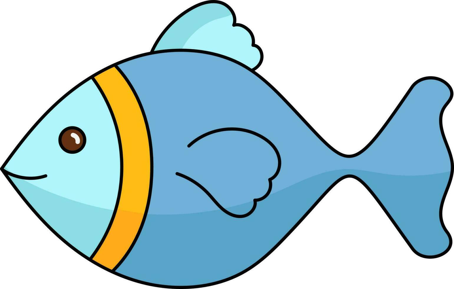 Isolated Cute Fish Character Icon In Blue And Yellow Color. vector