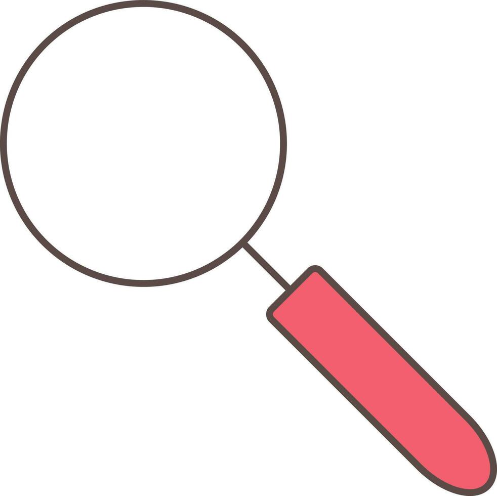 Magnifying Glass Icon In Red Color. vector