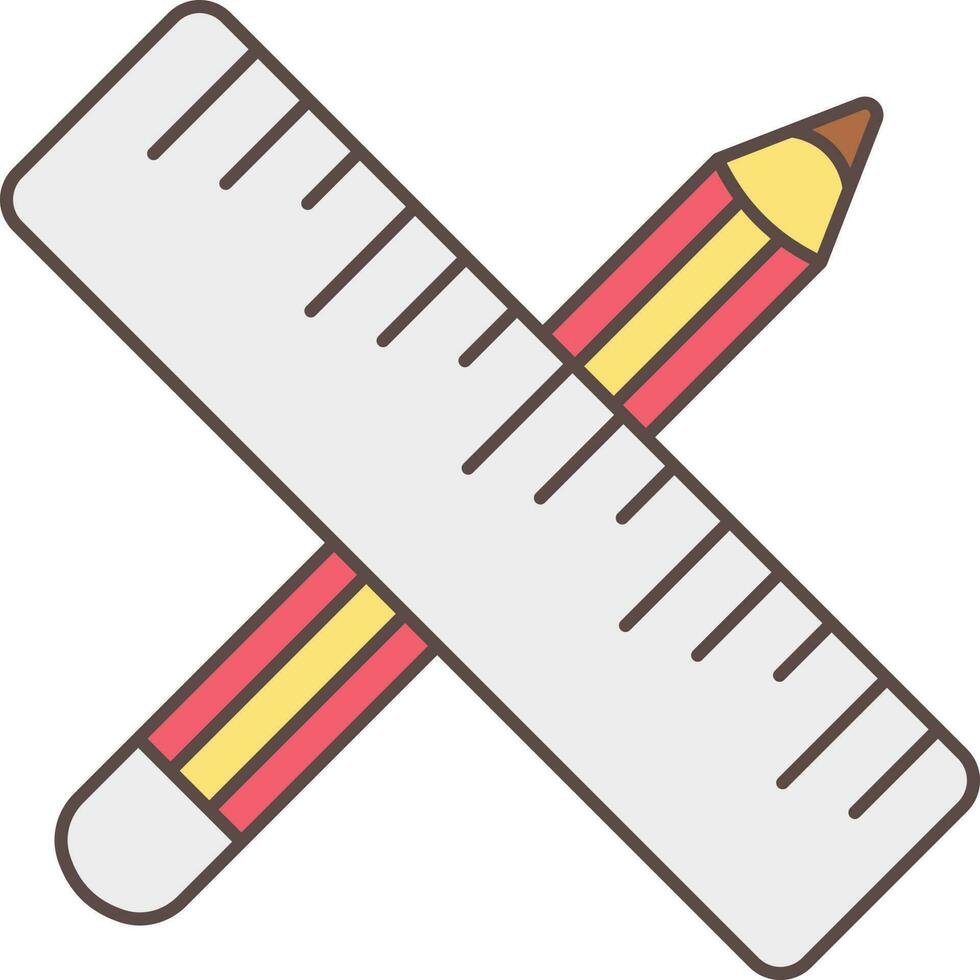 Flat Style Ruler Scale With Pencil Colorful Icon. vector