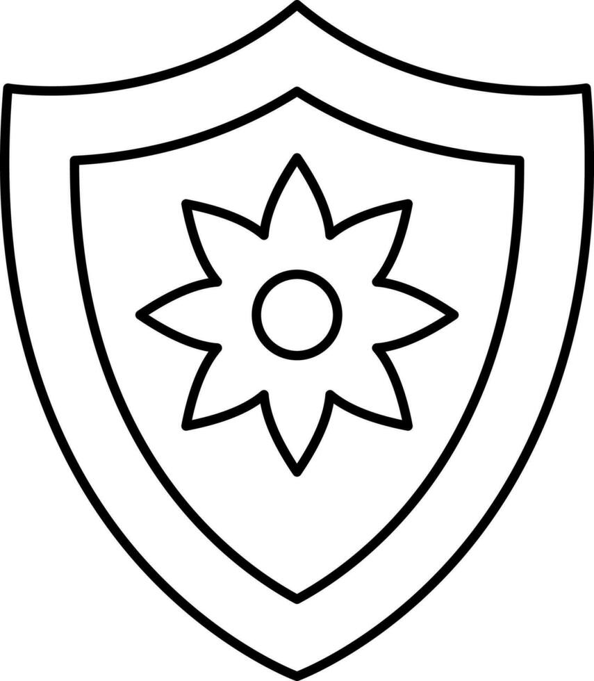 Flower Shield Icon Or Symbol In Line Art. vector