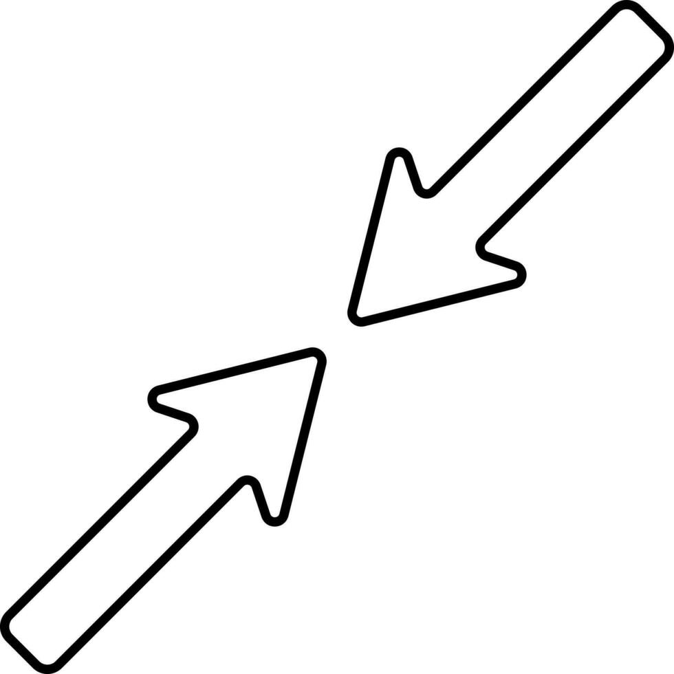 Middle Pointing Two Arrow Icon In Linear Style. vector