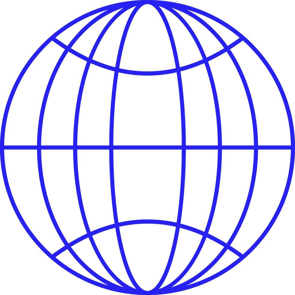 Blue Thin Line Illustration Of Globe Icon. vector