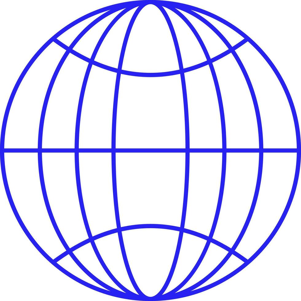 Blue Thin Line Illustration Of Globe Icon. vector