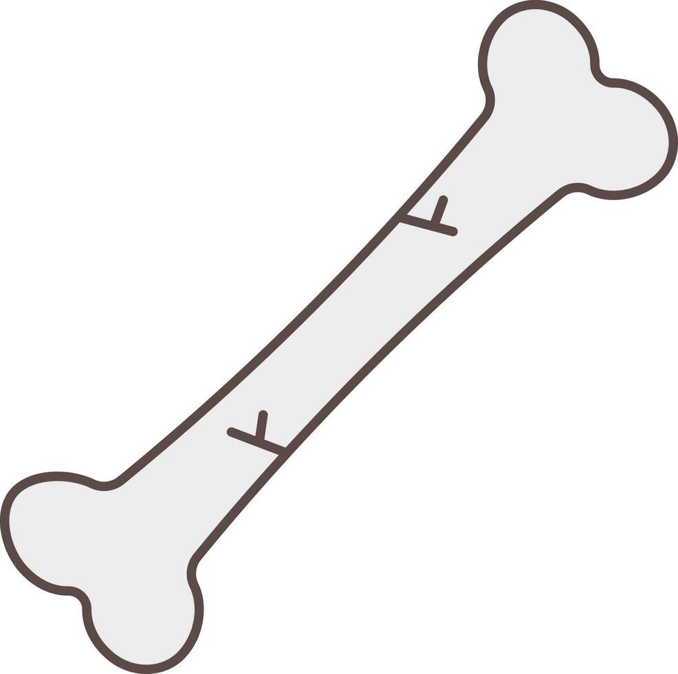 Isolated Bone Grey Icon In Flat Style. vector