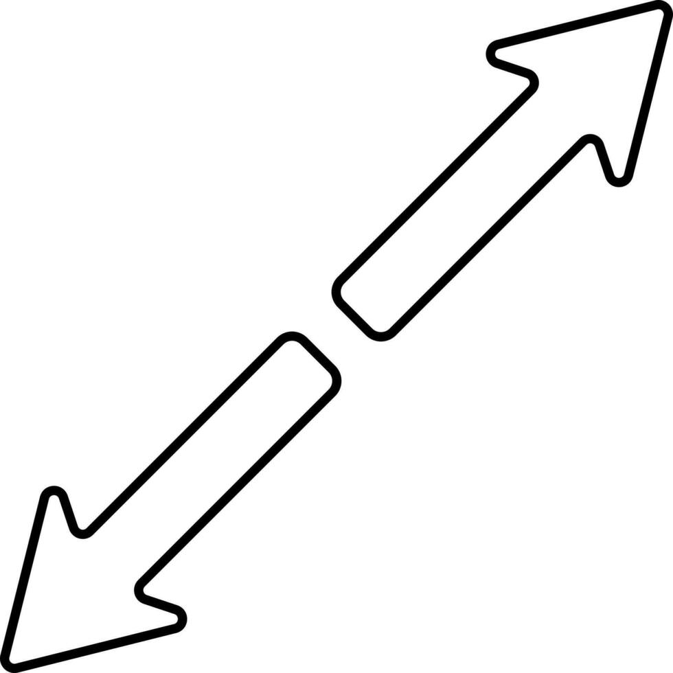 Opposite Arrow Double Direction Black Stroke Icon. vector