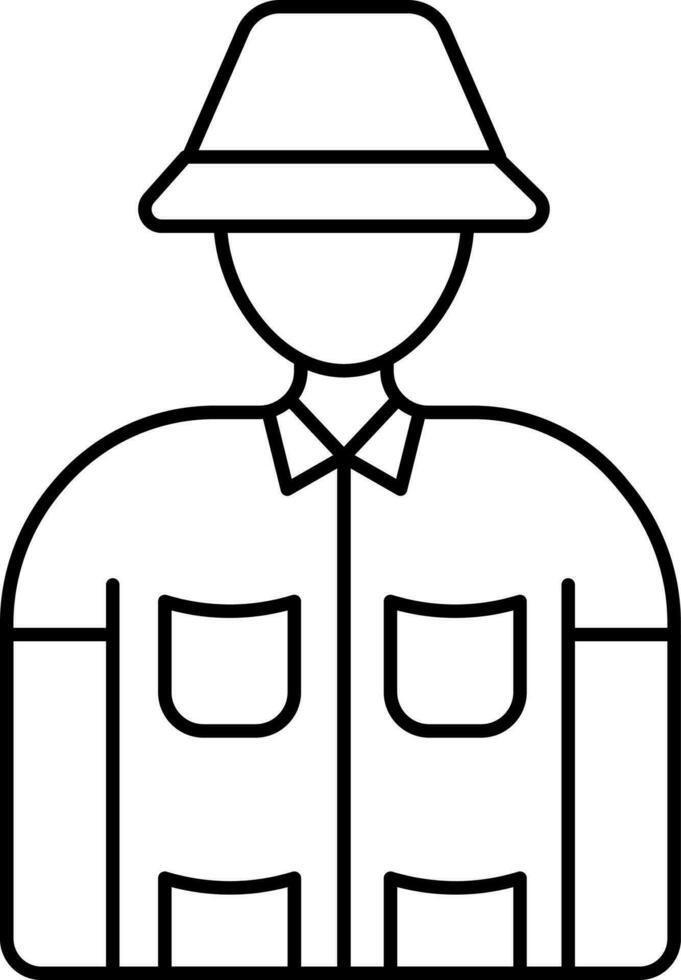 Archaeologist Man Icon In Black Outline. vector
