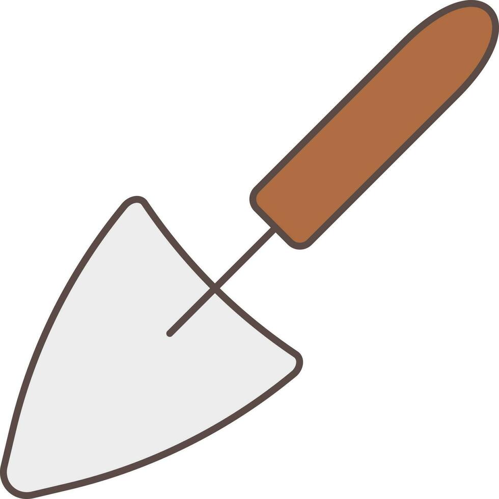Grey And Brown Trowel Icon In Flat Style. vector