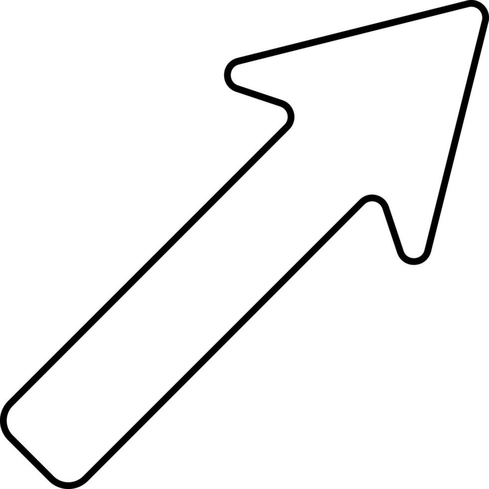 Black Line Art Right Corner Point Arrow Icon. vector