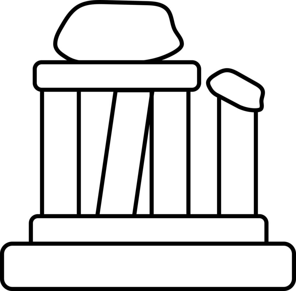 Ruins Column Icon In Black Line Art. vector