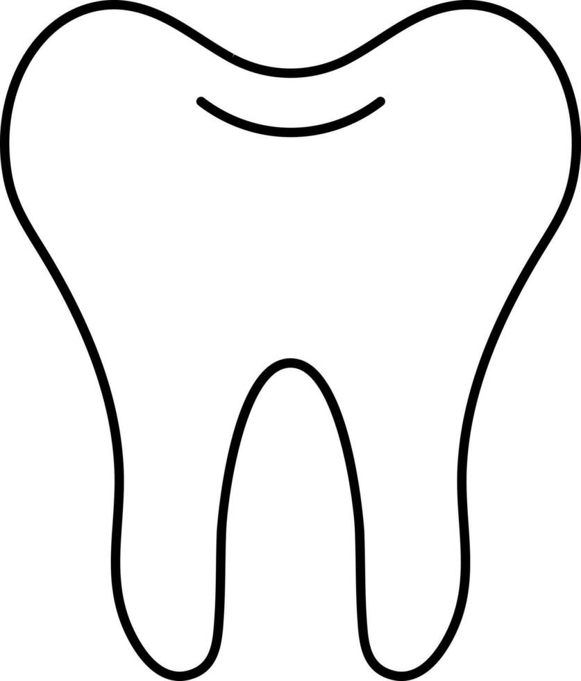 Tooth Icon Or Symbol In Black Line Art. vector