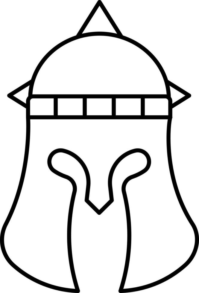 Knight Helmet Icon In Black Outline. vector