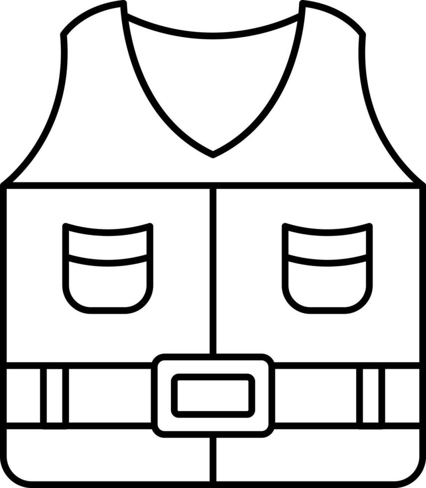 Safety Vest Icon In Black Line Art. vector