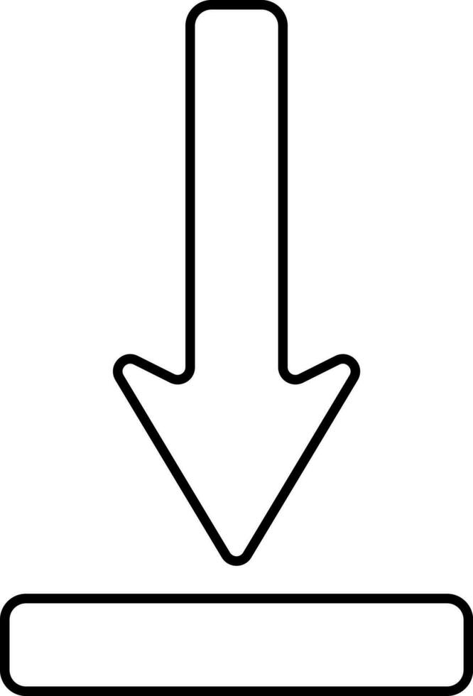 Black Line Art Bottom Line With Arrow Icon. vector