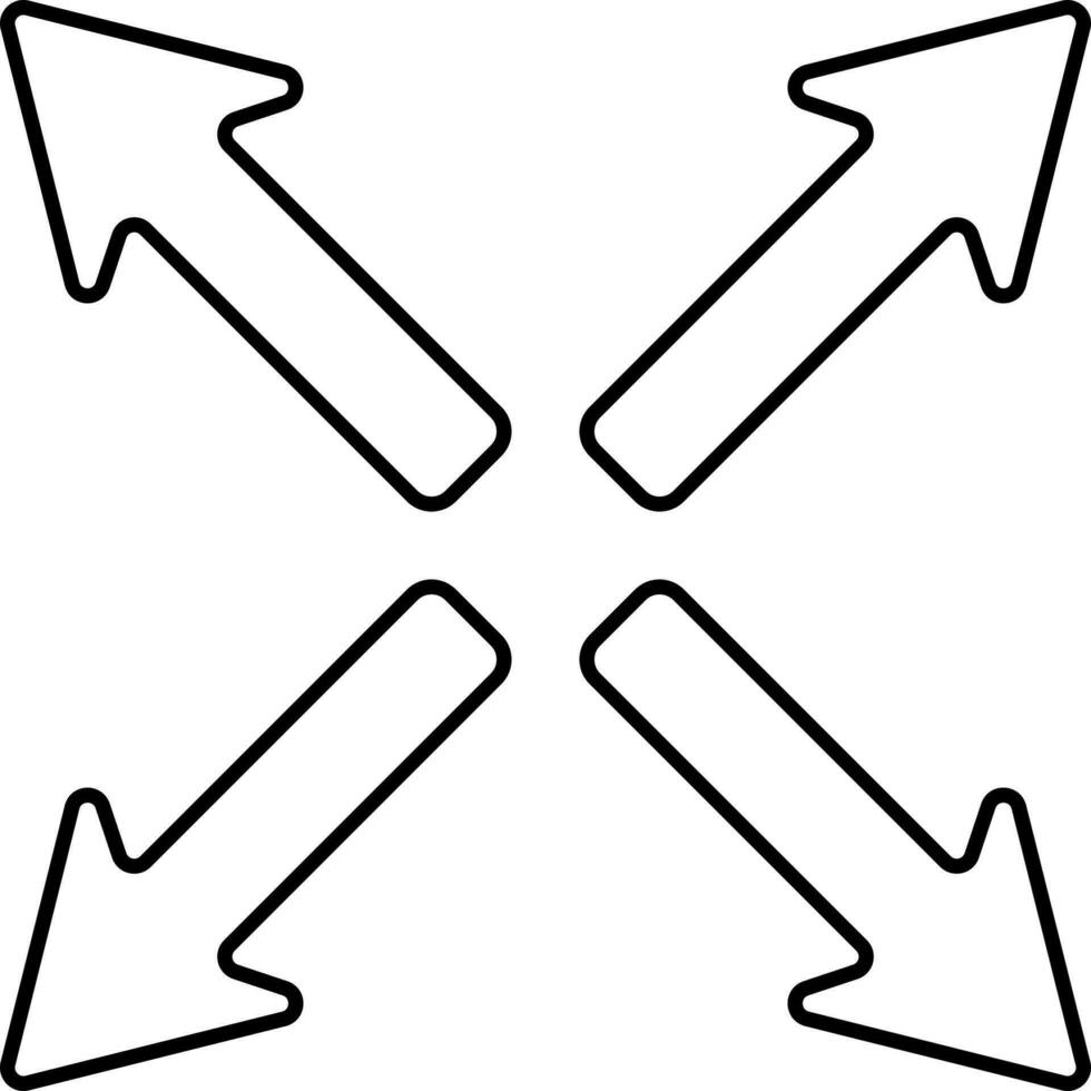 Four Out Arrow Icon Or Symbol In Line Art. vector