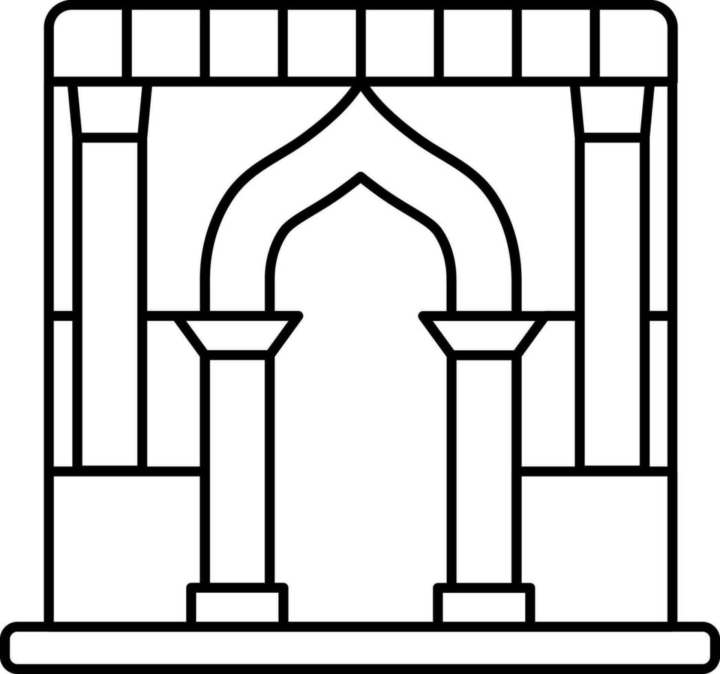 Ancient Archway Building Icon In Black Outline. vector