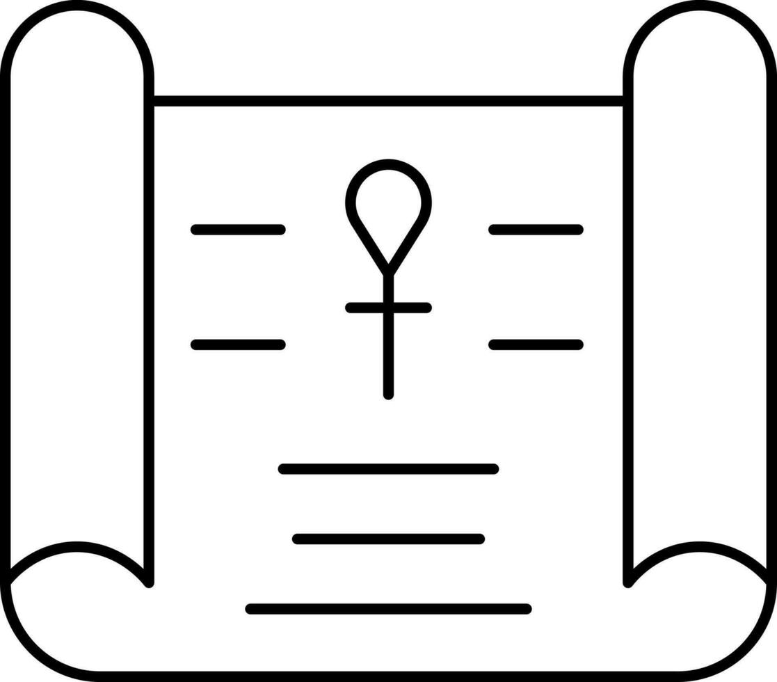 Scroll Egyptian Document Line Art Icon Or Symbol. vector