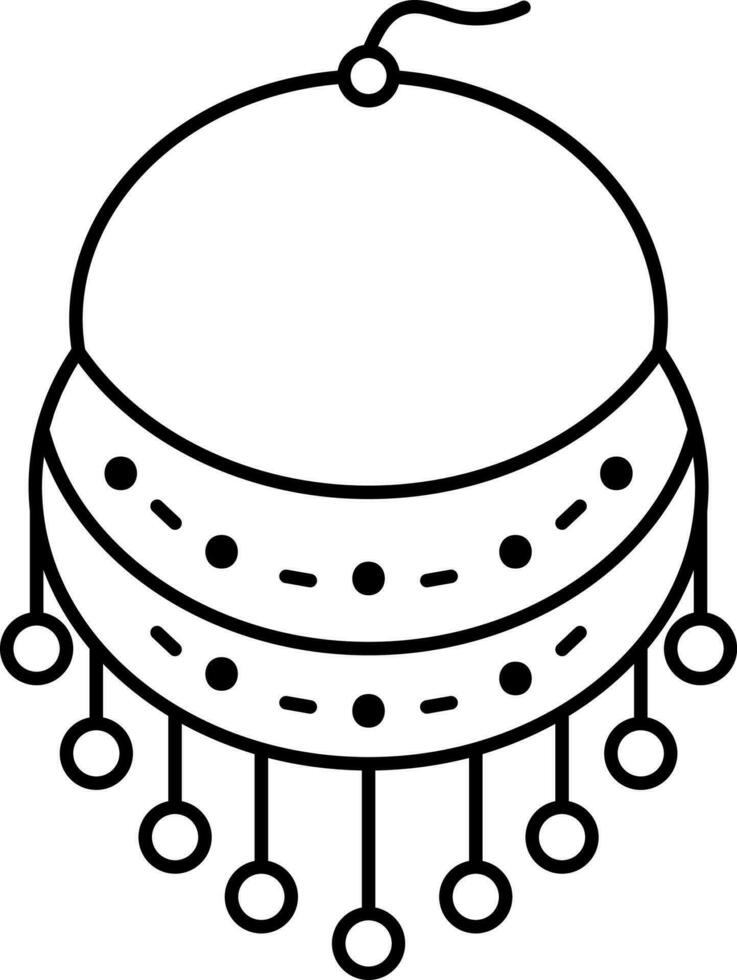 Native Necklace Icon In Black Line Art. vector