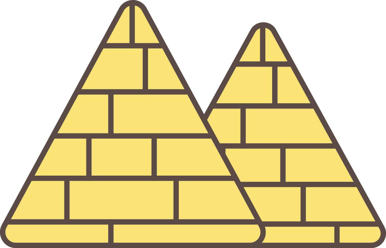 Flat Style Pyramid Icon In Yellow Color. vector