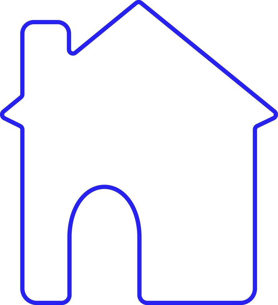 Blue Line Art Illustration Of Home Icon. vector