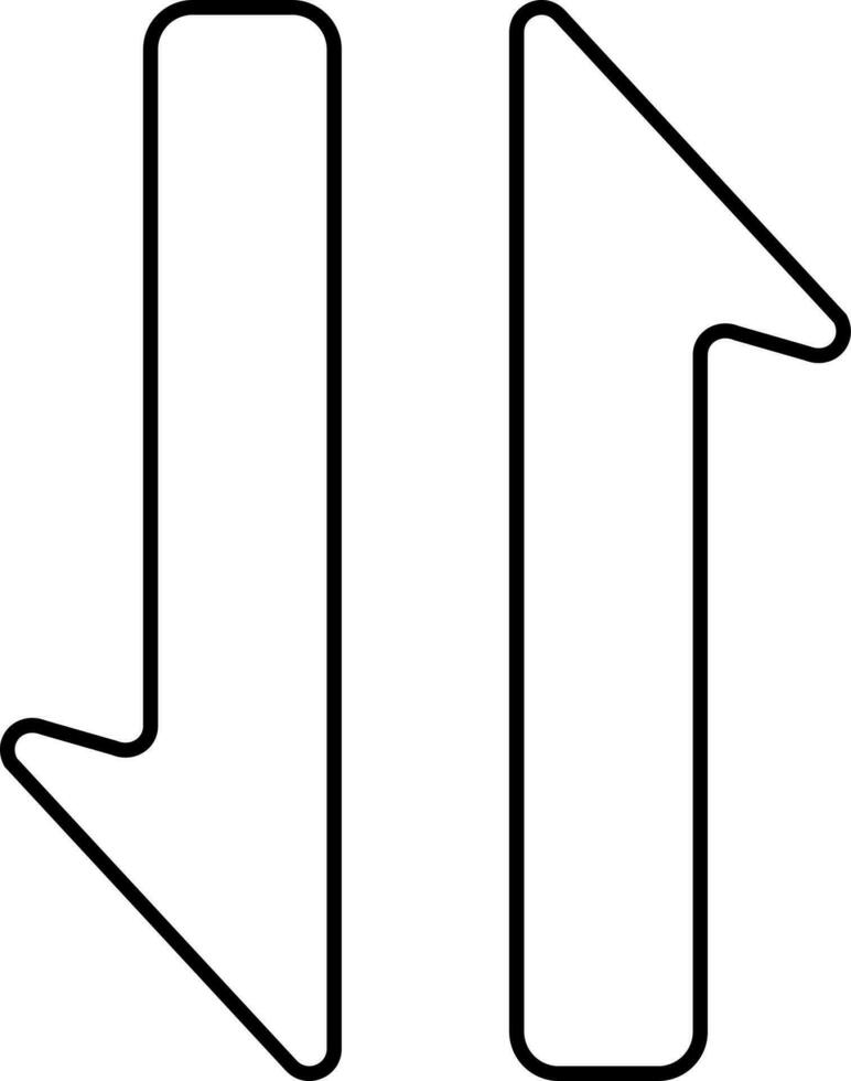 Up And Down Arrow Black Thin Line Art Icon. vector