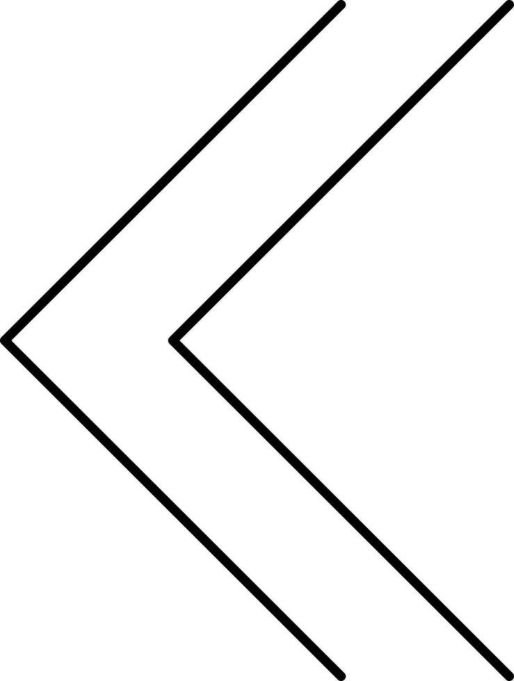 Left Twin Arrow Icon In Black Color. vector