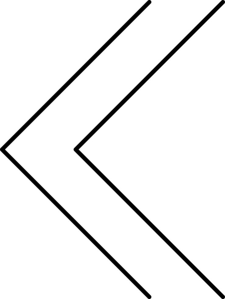 Left Twin Arrow Icon In Black Color. vector