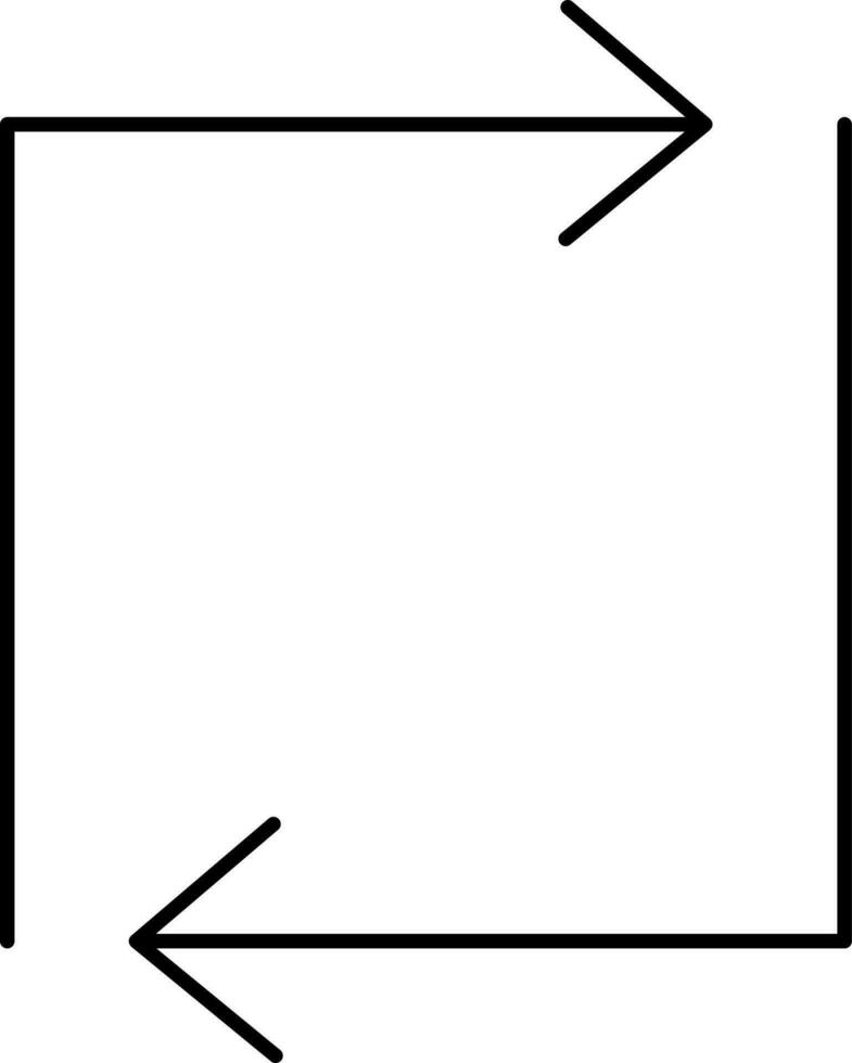 cuadrado girar flecha icono en negro color. vector