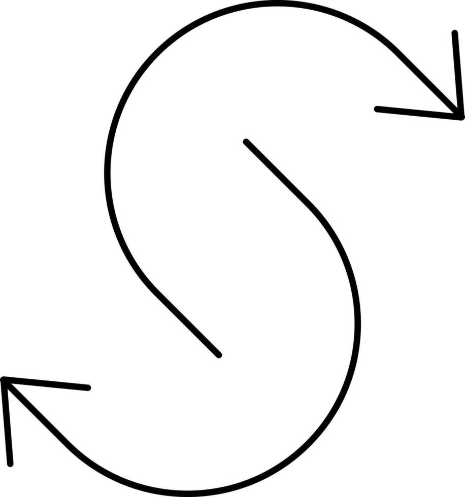 Overlapping Two Arrows Icon In Black Color. vector