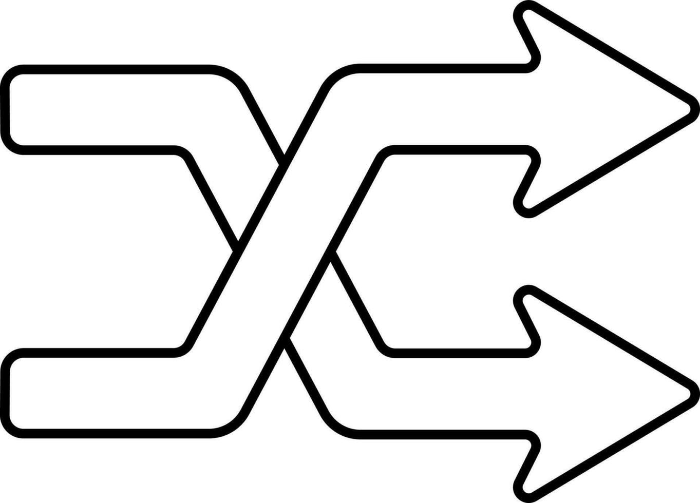 Black Thin Line Art Of Shuffle Arrow Icon. vector