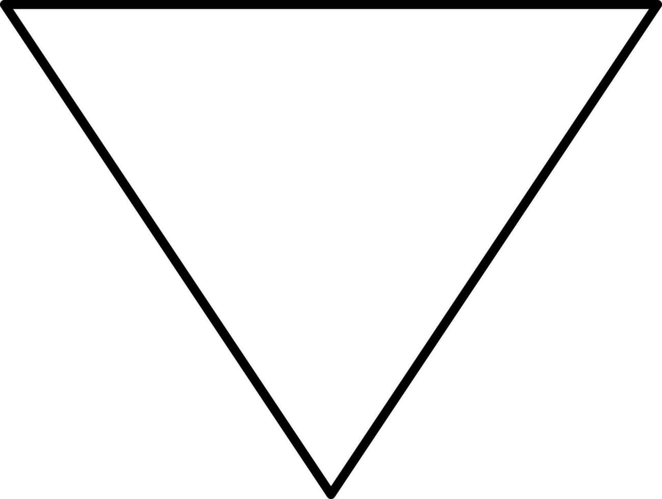 abajo triángulo flecha icono en negro línea Arte. vector