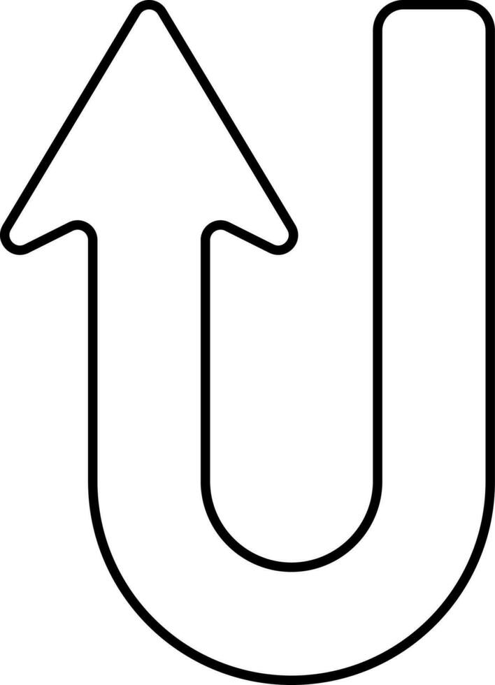 U Letter Arrow Up Icon In Black Outline. vector